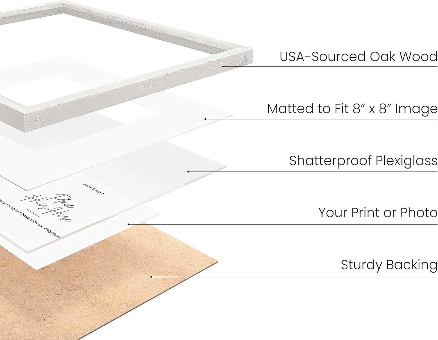 HAUS AND HUES White Square Frames Set of 6-12x12