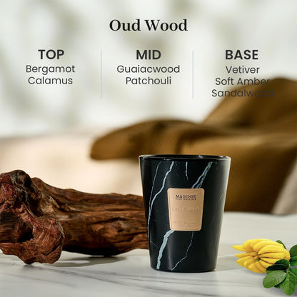 M&SENSE OudWood Scented Candles for Home, Lead-Free Wick Highly Scented Jar Candles, 14.1 Oz 80 Hours Lasting Burning Candles Gifts for Women, Relaxing Aromatherapy Candle for Stress Relief