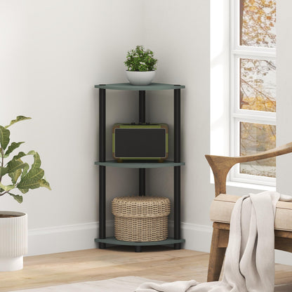 Furinno Turn-N-Tube Corner Shelf, 3-Tier Corner Bookshelf, Display Storage Shelves with Open