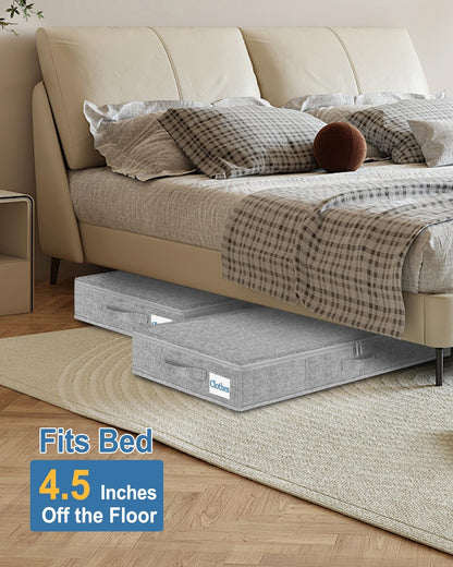 Cirhy Under Bed Storage Containers, 4.5 Inch Tall Low Profile Under Bed Storage with Sturdy Sidewalls & Bottom, UnderBed Storage for Clothes,Shoes, Pillow, Blankets Organizer, 2 Pack Grey
