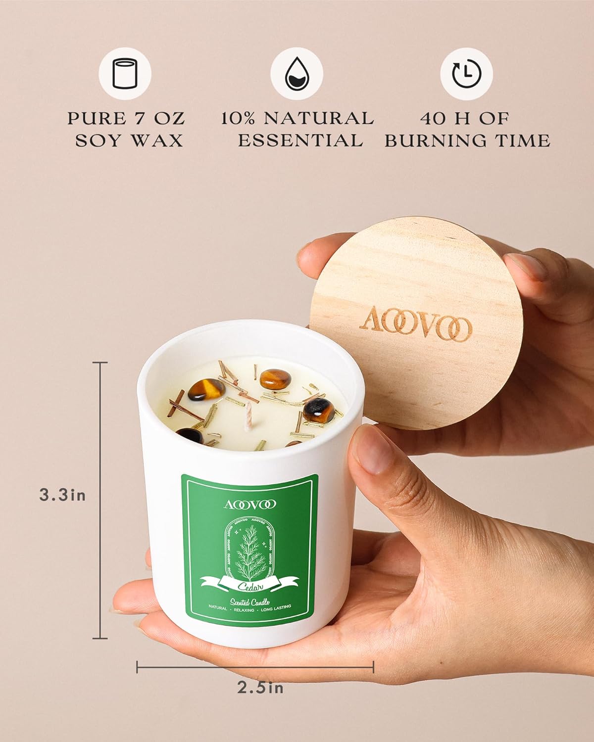 AOOVOO Winter Candles Set for Women - 4 Pack Candles for Home Scented, Aromatherapy Candle with Crystals, 28 oz 200 Hour Long Lasting Candle, Winter Fragrance of Cedar, Fir, Hot Cocoa, Vanilla Cake