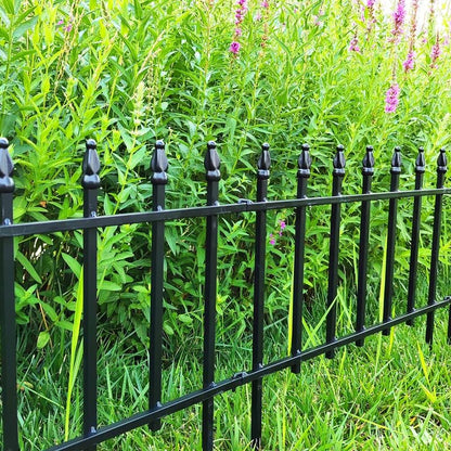 Metal Decorative Garden Fence 22" Wide x 18" High (5 Panels, Total Length 9.17 feet), Metal Border Folding Fence, Landscape Fencing for Flower Bed, Yard, Animal Barrier