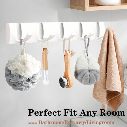 Folding Coat Hooks, Wall Mounted Coat Rack with 5 Retractable Hooks, Heavy Duty Towel Rack for Bathroom Wall Hook for Hanging Clothes Bathrobe, Stainless Steel Coat Hanger for Entryway(White)