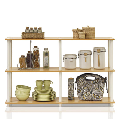 Furinno TURN-N-TUBE Storage Shelves, 3-Tier 47.4 Wide Book Shelf, Corner Shelf, Toolless Open