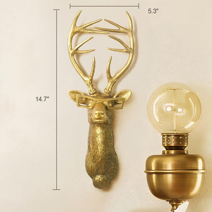 Animal Heads Wall Decor, Faux Deer Head Mount, Animal Sculptures Wall Decor, Resin Animal Head Wall Hanging Decoration for Living Room Bedroom Kitchen Gift,Deer