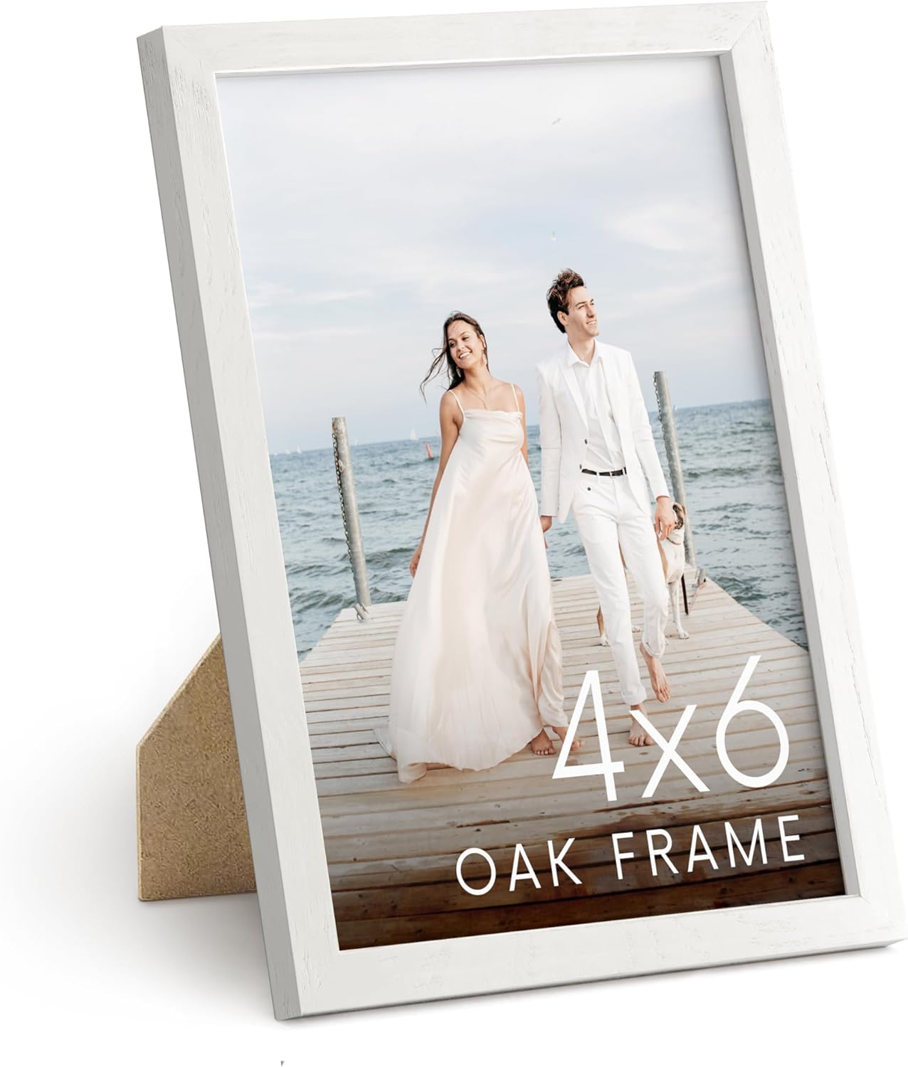 HAUS AND HUES 4x6 Picture Frame Wood - Natural Wood Frame 4x6, Walnut Photo Frame 4x6 for Walls, 4x6 Wood Picture Frame, 4 by 6 Picture Frame, 4x6 Frames for Pictures (White Oak Frame)