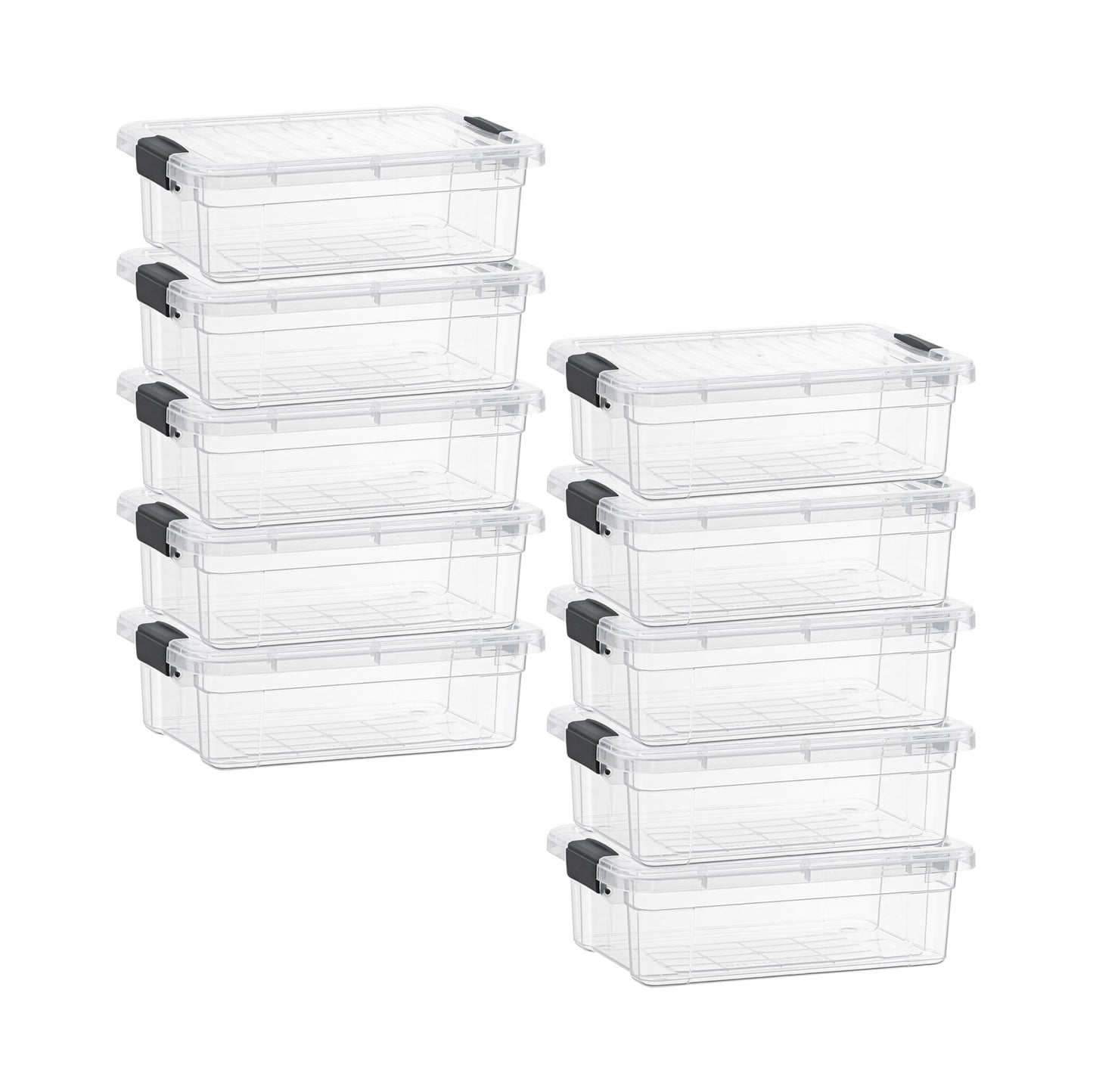 Superio Clear Storage Box with Lid, 4.5 Quart Plastic Container Bins for Organizing, Stackable