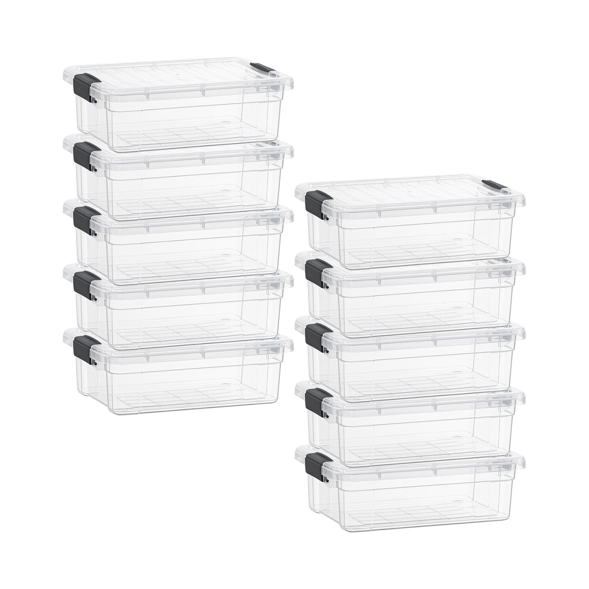 Superio Clear Storage Box with Lid, 4.5 Quart Plastic Container Bins for Organizing, Stackable