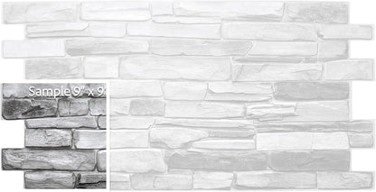 Dundee Deco Grey Faux Stone PVC 3D Wall Panel, 3.2 ft X 1.6 ft (98cm X 50cm), Interior Design Wall Paneling Decor, Sample 9 in X 9 in