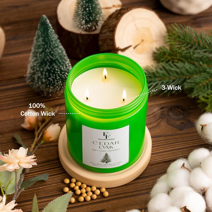 Cedar Oak Large Scented Candle, 3-Wick 22oz Long Lasting Scented Candle, Natural Soy Wax Aromatherapy Candle for Home, Autumn Candle Gifts for Women Men