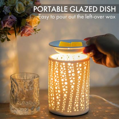 PALANCHY Wax Melt Warmer Ceramic Oil Burner Electric Candle Wax Warmer Burner Melter Fragrance Warmer for Home Office Bedroom Aromatherapy Gift & Decor 2 Bulbs Included Gift Box Packaged