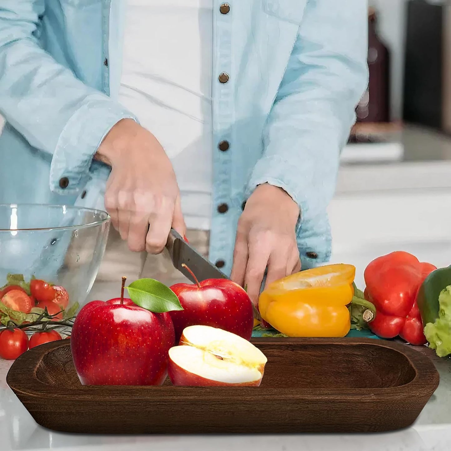 Royxen 8 Pack Dough Bowl for Candle, Wooden Dough Bowls Paulownia, Rustic Bowl Vintage, Bowls for Candle, 14.5 x 5.5 Inch, Brown