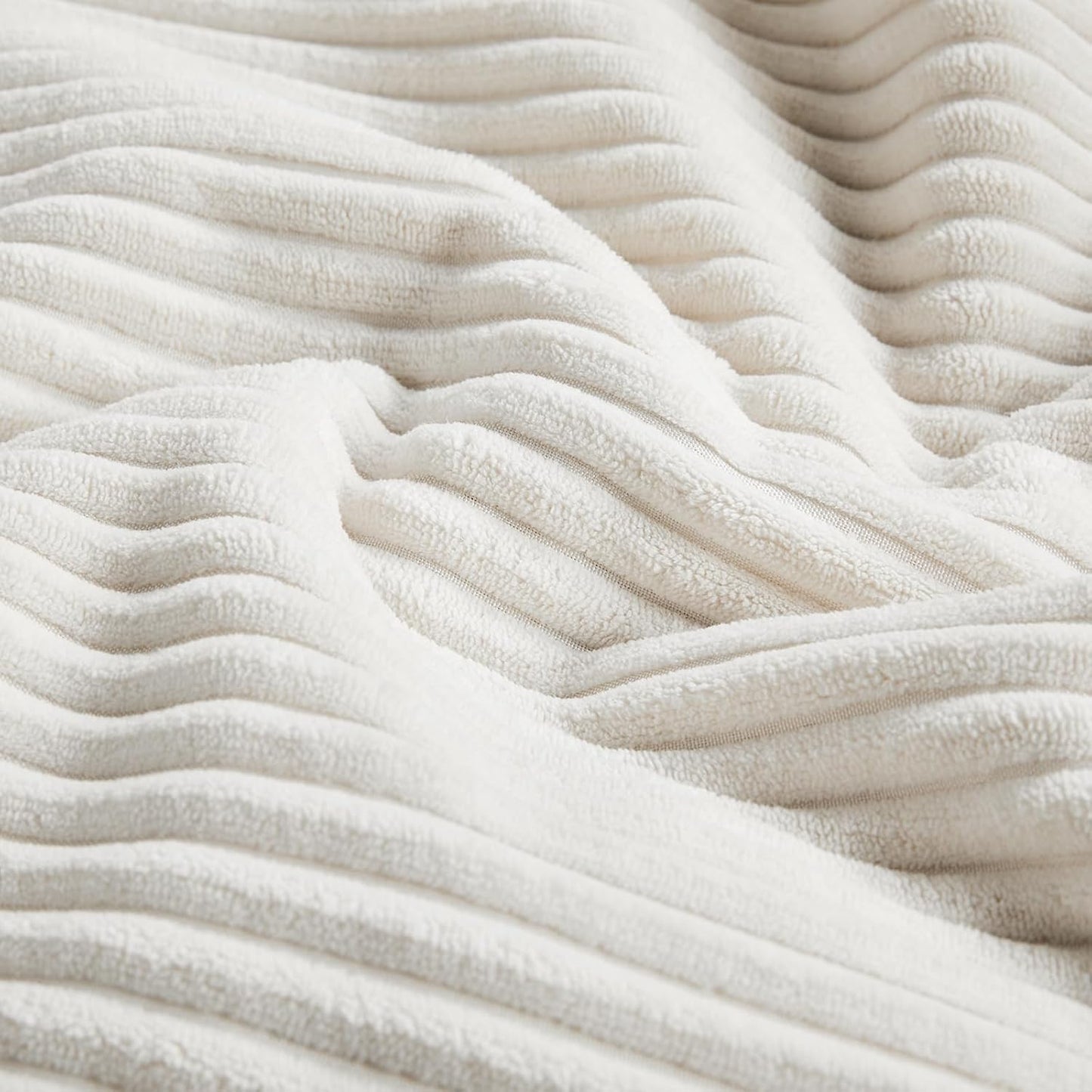 Fancy Homi 2 Packs Cream White Lumbar Decorative Throw Pillow Covers 12x20 Inch for Couch Bed Sofa, Rustic Farmhouse Boho Home Decor, Soft Striped Corduroy Rectangle Accent Cushion Case 30x50 cm