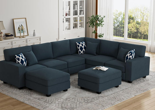 L Lengend Vansen Modular Sectional Sofa U Shaped Couch with Ottoman Modern Reversible Corner