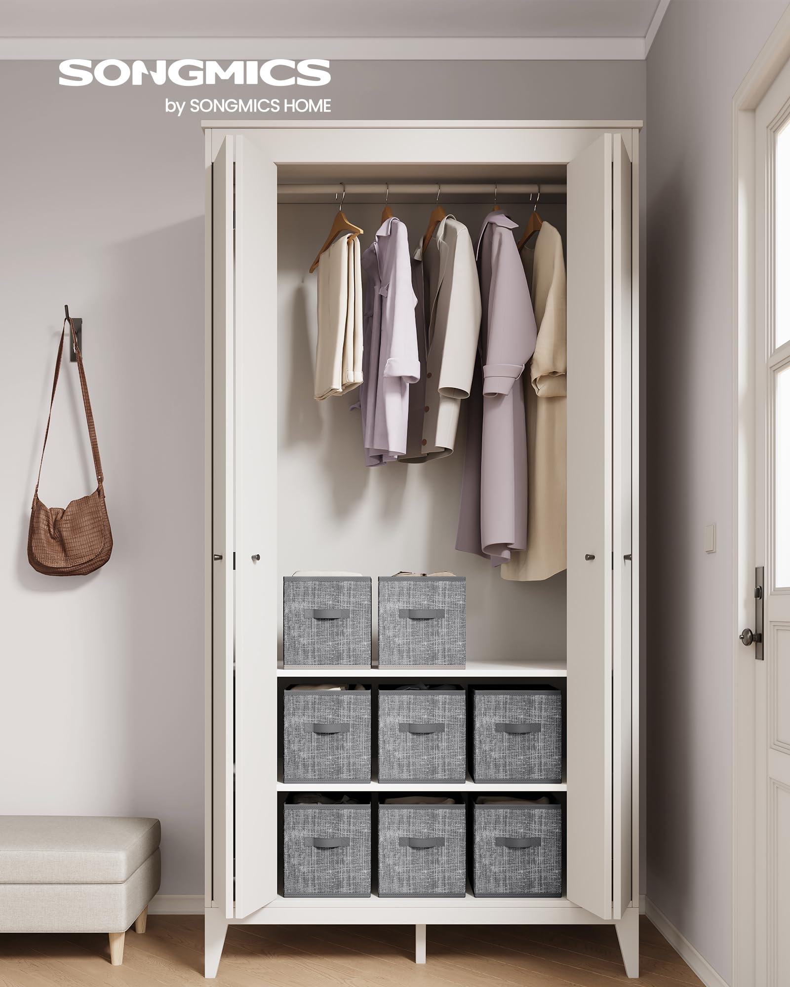 SONGMICS Storage Cubes, Set of 8, 11-Inch Foldable Closet Organizers