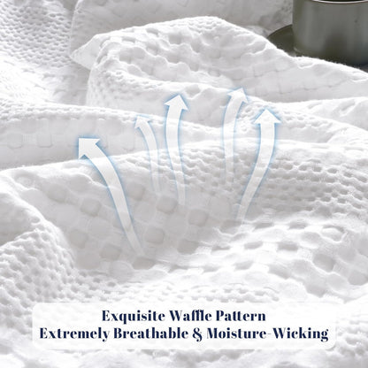 PHF Cooling Waffle Blanket King Size, Lightweight 60% Rayon Derived from Bamboo & 40& Cotton Breathable Blanket for Hot Sleepers, Soft and Luxury for Bed Couch and Sofa, 104"x90", White