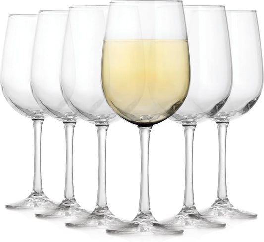Libbey Vina White Wine Glasses Set of 6, 18.25 Oz Elegant, Fancy Glasses Drinking Set, Stemmed Wine