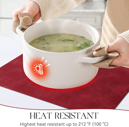 MOSAYT Vinyl Placemats Set of 4-12 X 17 Inch - Faux Leather 100% Waterproof Oil-Proof Wipeable PU Place Mats, Heat Resistant Reversible Table Mats for Kitchen, Dining, Outdoor (Red)