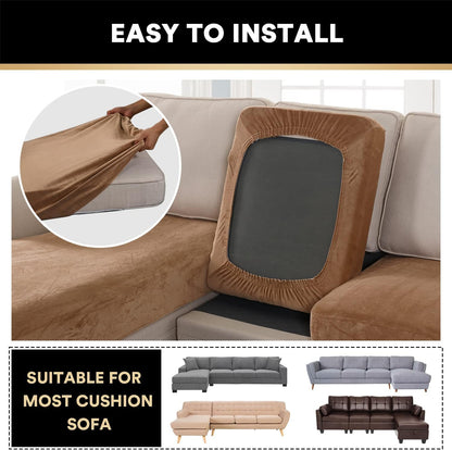 PrinceDeco Sectional Couch Covers 4 Pieces Couch Covers for Sofa Velvet Separate Couch Cover L Shape for Left/Right Chaise(3 Seater + 1 Chaise,Camel)