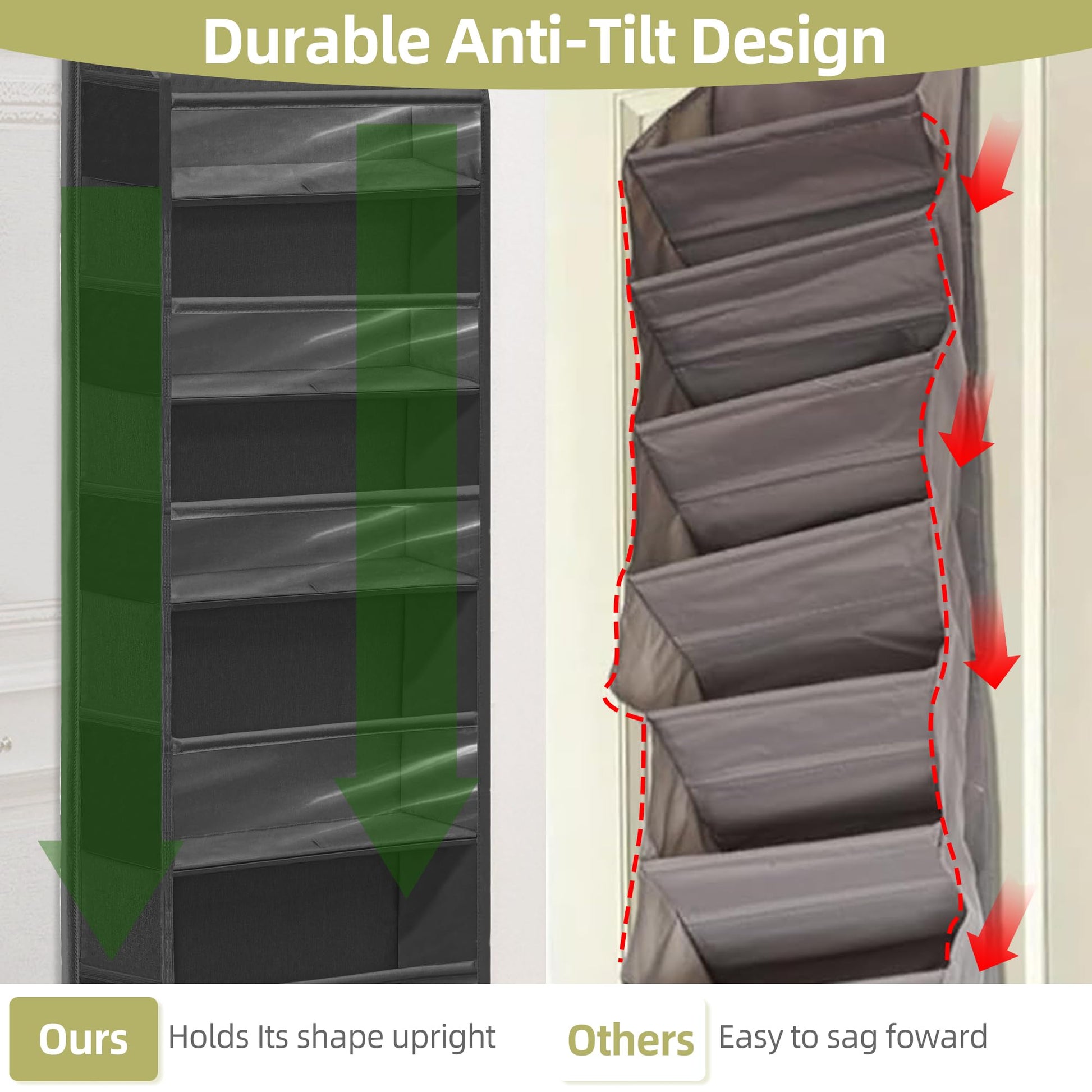 STORAGEIDEAS Over Door Organizer with 6 Extra Large Pockets 12 Side Pockets, Sturdy Closet Storage