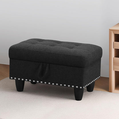 Ottoman Rectangular Storage Ottoman Bench, Footrest Stool Footstool with Lid for Living Room, Bedroom, Entryway, Brown, 28.5"x19.5"x17.5"