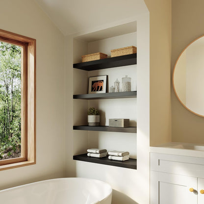 Large Floating Shelves for Wall Set of 2 Wooden Wall Shelves 36 in x 12.75 in x 2 inRoom Decor Long Shelf with Invisible Wall Mount Bracket for Bedroom Kitchen Living Room Black