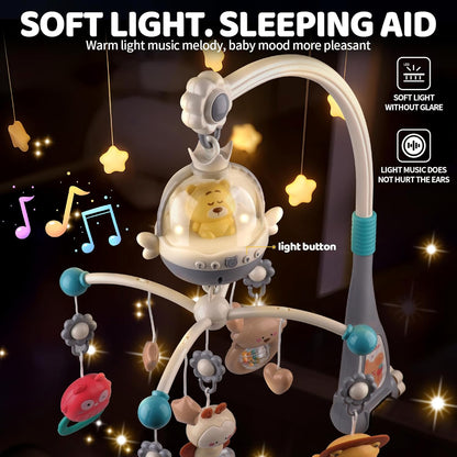 nicknack Baby Crib Mobile with Music and Light, Musical Nursery Mobile for Infants Newborn Gift 0-12 Months, Babies Bassinet Mobile with Remote Control