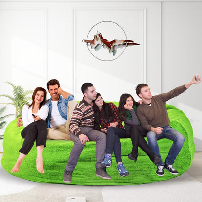 Bean Bag Chair for Adults 8FT,Soft Removable Cover for Teens/Girls Bedroom,Fluffy Giant Round Floor Beanbag Lounger Chairs (No Filler,Green)