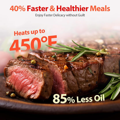 Air Fryer, Beelicious 8-in-1 Smart Compact 4QT Air Fryers, Shake Reminder,450°F Digital Airfryer with Flavor-Lock Tech, Tempered Glass Display, Dishwasher-Safe & Nonstick, Fit for 1-3 People, Pink