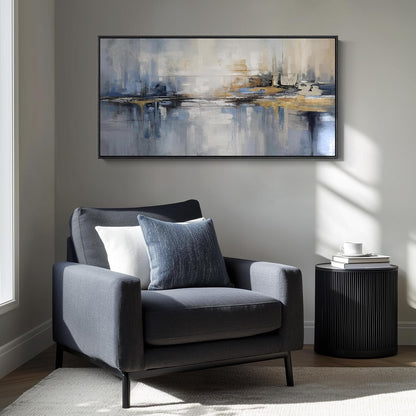 Framed Extra Large Blue Abstract Wall Art for Living Room, Modern Canvas Prints Painting Artwork for Walls, Minimalist Abstract Pictures for Living Room Dining Room Bedroom Office Wall Decor 30x60 In