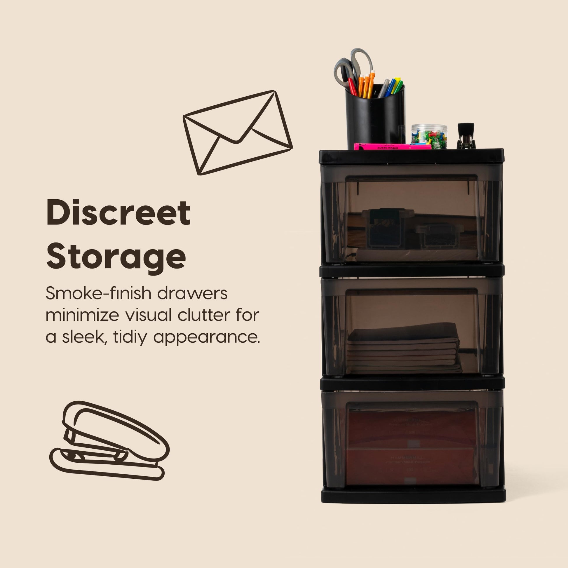 IRIS USA Plastic Drawer Storage Organizer, 3-Drawers, 2-Pack, for Classroom Art Craft Supplies