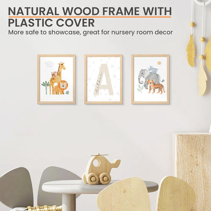 upsimples 9x12 Frame, Natural Solid Wooden Picture Frames, Display 6x8 with Mat or 9 x 12 Without Mat, Wall or Tabletop, 1 Pack, Natural