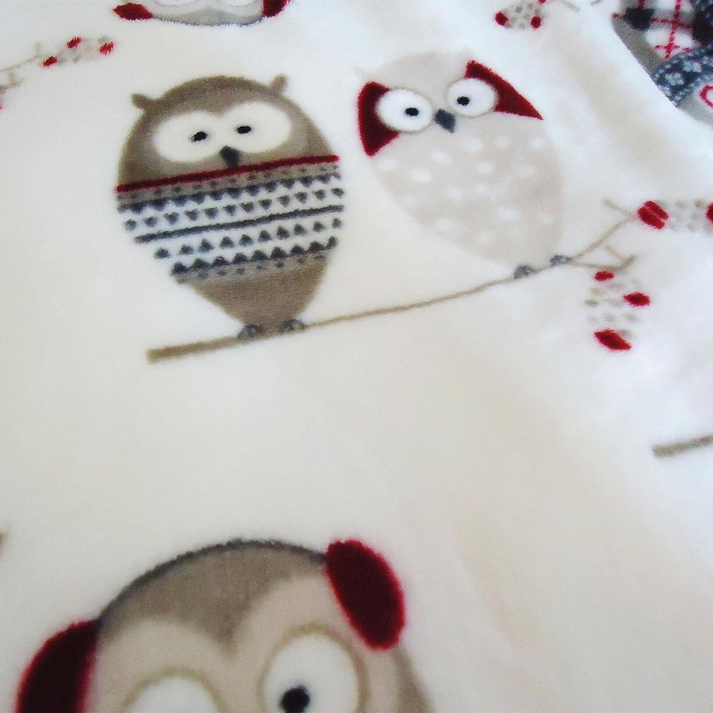 UKELER Flannel Sherpa Throw 60'' x 50''- Owl Printed Soft Plush Flannel Blanket Throws for Bed/Couch/Sofa/Office/Camping