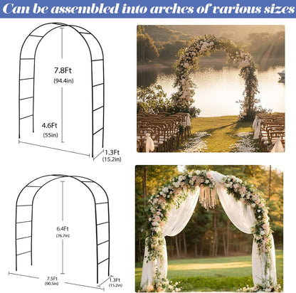 Metal Pergola Arbor Garden Arch - 4.6 * 7.8 or 6.4 * 7.5Ft, Assemble Freely 2 Sizes for Various Climbing Plant, Bridal Party Decoration