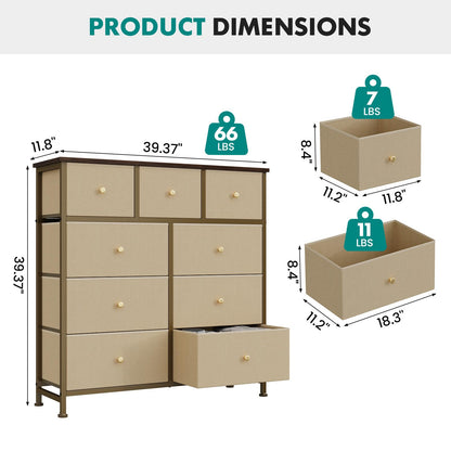 OLIXIS 9 Drawer Tall Dresser for Bedroom, Closet Organizers and Storage