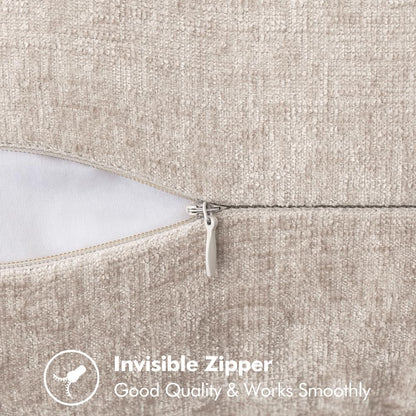 MIULEE Pack of 2 Couch Throw Pillow Covers 18x18 Inch Light Brown Farmhouse Decorative Pillow Covers with Stitched Edge Soft Chenille Solid Dyed Pillow Covers for Sofa Bed Living Room