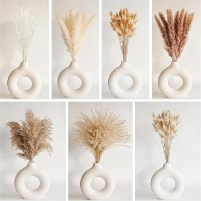 Dried Pampas Grass Decor, 128PCS Pampas Grass with Bunny Tails Dried Flowers, Reed Grass Bouquet for Wedding, Boho Flowers, Home Table Decor, Rustic Farmhouse Party
