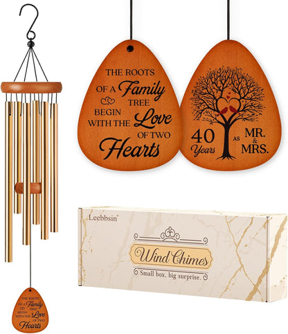 40th Wedding Anniversary Wind Chime, Happy 40th Anniversary Romantic Gifts for Couple, Parents, Wife, Husband, Friends, Ruby Wedding Anniversary's Keepsake Gifts Ideas