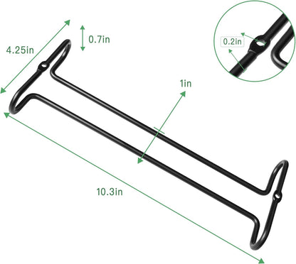 4 Pack Steamware Wine Glass Hanging Rack, Metal Stemware Holder Storage Wall Mount Under Cabinet Kitchen Bar Pub, Black