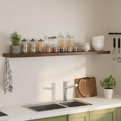 Floating Shelves for Wall, 72"W x 9.3"D x 1.5"H, Long Wooden Wall Mounted Display Shelves with Invisible Brackets for Living Room, Bedroom, Bathroom, Kitchen Decor and Storage, Set of 1, Walnut
