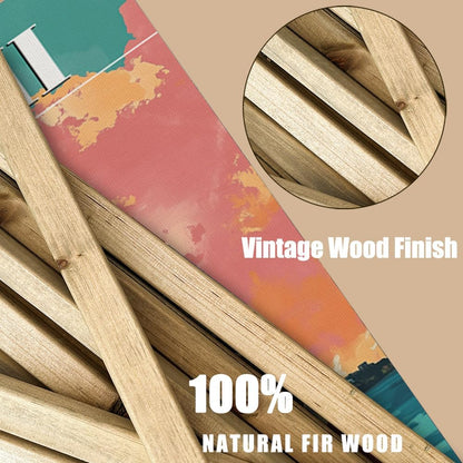 WREVERW Vintage Miami Poster Canvas Print with Wooden Hanger Frame, Featuring Palm Trees, High-Rise Buildings, and Sailboats, Wall Art for Home and Office Decor, 16x23 inches