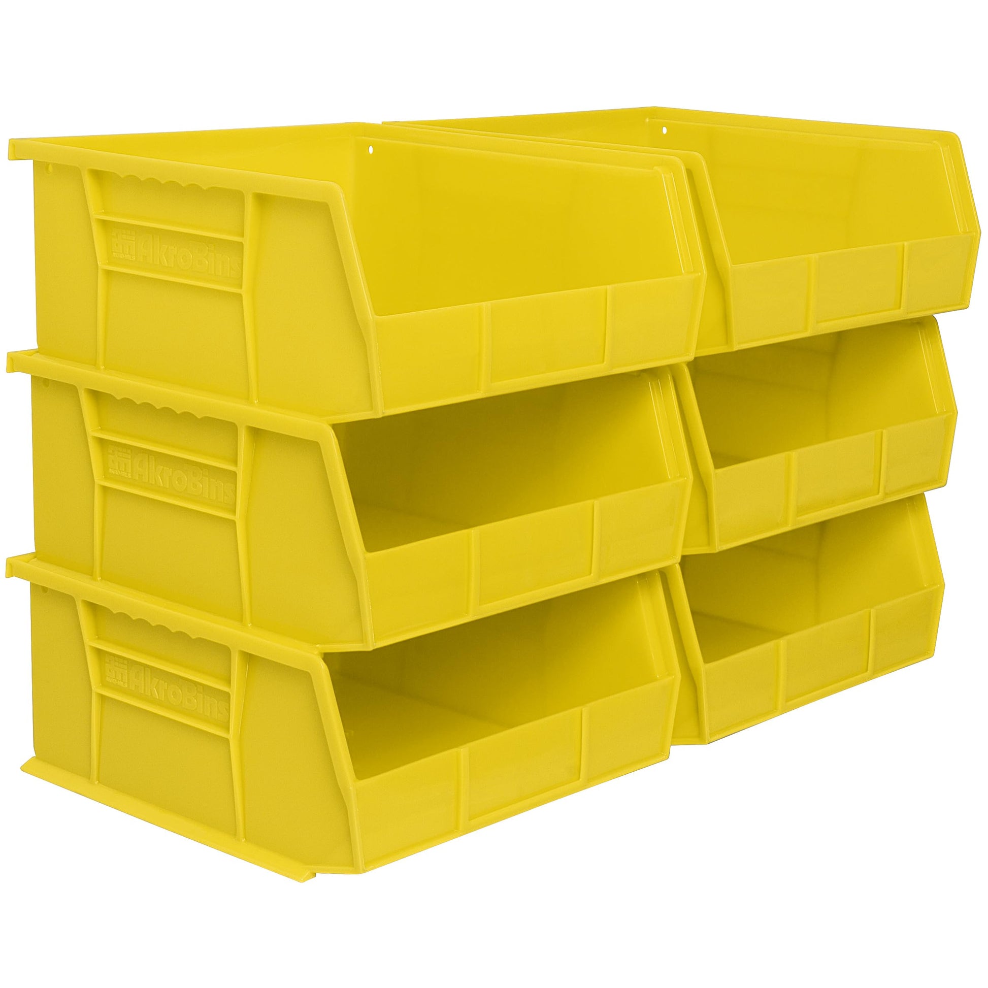 Akro-Mils 30235 AkroBins Plastic Storage Bins, 11"x11"x5", Yellow, 6-Pack