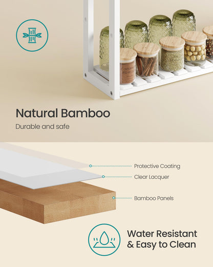 SONGMICS Bamboo Bathroom Shelf, 3-Tier Adjustable Plants Rack, Wall-Mounted or Stand, in The Living