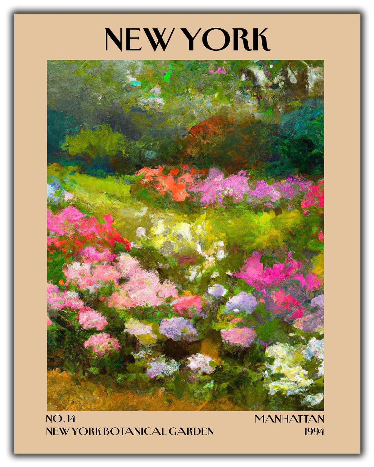 Retro Vintage New York Wall Art Print - 11x14 Unframed Poster - New York City Souvenirs, Cute Trendy Colorful Wall Decor (New York Botanical Garden, 11x14")