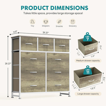 OLIXIS 9 Drawer Tall Dresser for Bedroom, Closet Organizers and Storage