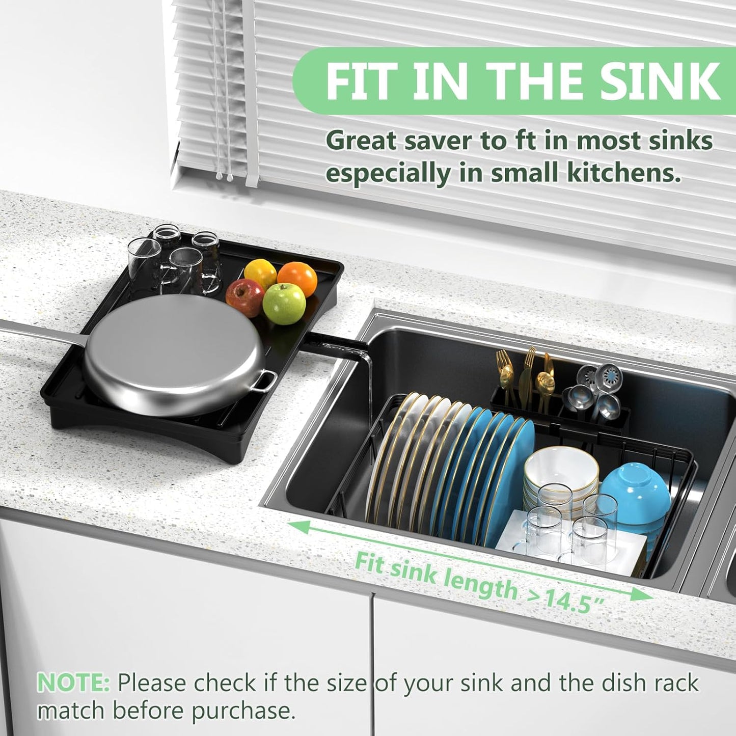 LEMIKKLE Roll Up Dish Drying Rack, Over The Sink Dish Drainer Rack, Foldable Sink Drying Rack, Anti-Slip Silicone Wrapped Dish Drainer for Kitchen Counter