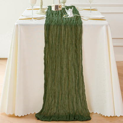 Sioloc 10 Pack Moss Green Cheesecloth Table Runner Fall Autumn Decor for Home 10ft Table Cloth for Tea Wedding Birthday Party Baby Bridal Shower Halloween Thanksgiving