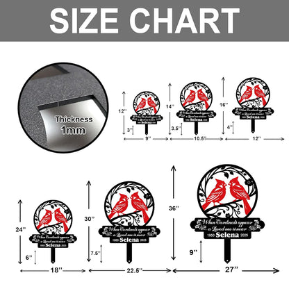 Personalized Cemetery Memorial Metal Stakes, Cardinals Memorial Grave Markers,Graden Decorations for Loss of Mother Father, Outdoor Sympathy Decor Gift