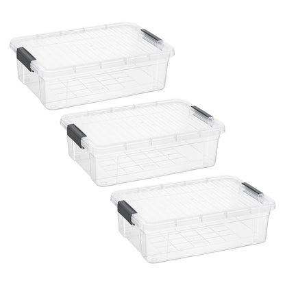 Superio Clear Storage Boxes with Lids, 13.7 Quart Plastic Container Bins for Organizing, Stackable