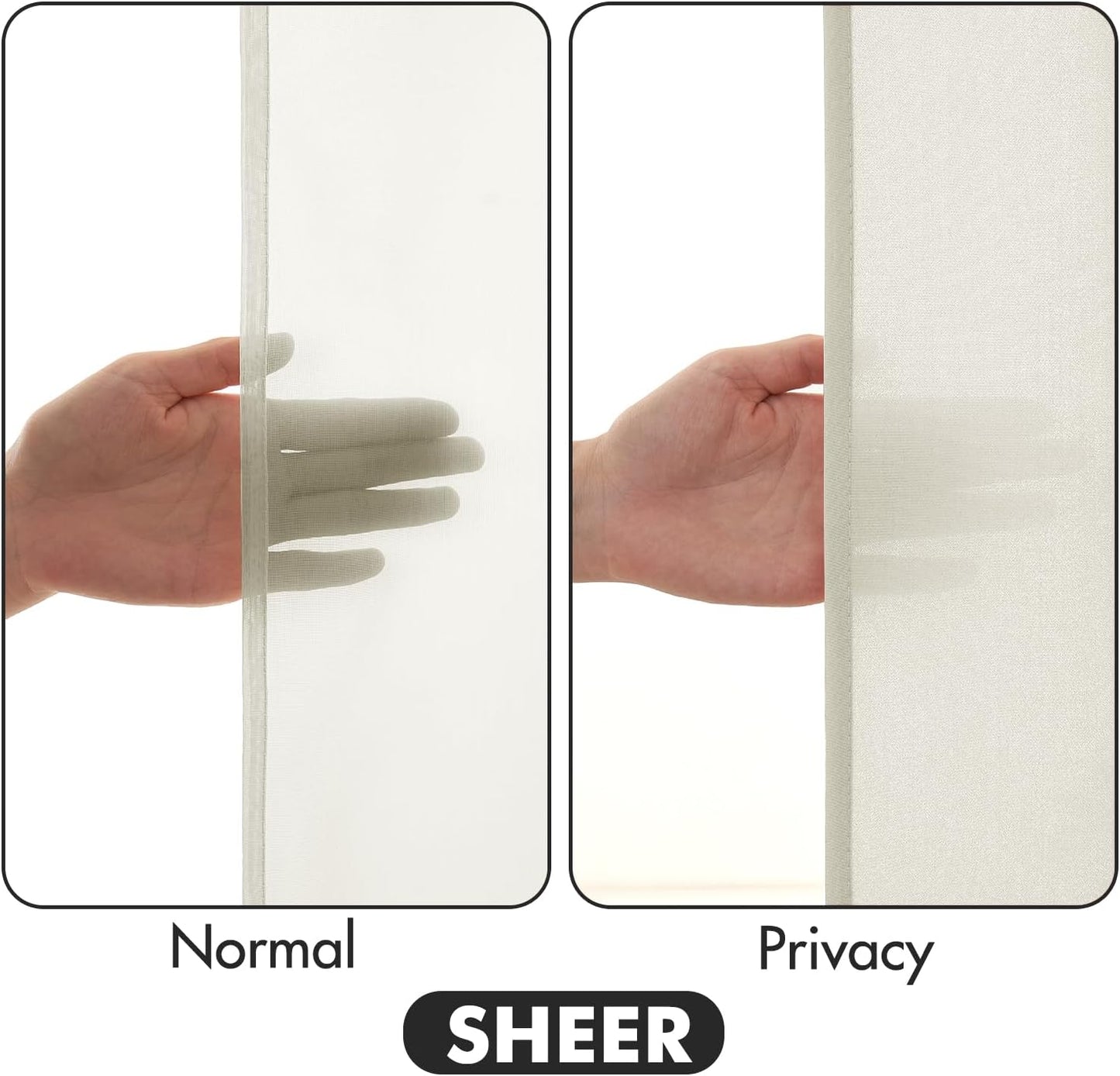 MIULEE Ivory Privacy Sheer Curtains That Let Light in 96 Inches Long Non-See-Through Semi Sheer Curtain Light Filtering Window Curtains Drapes for Living Room Bedroom 2 Panels Set 42 X 96